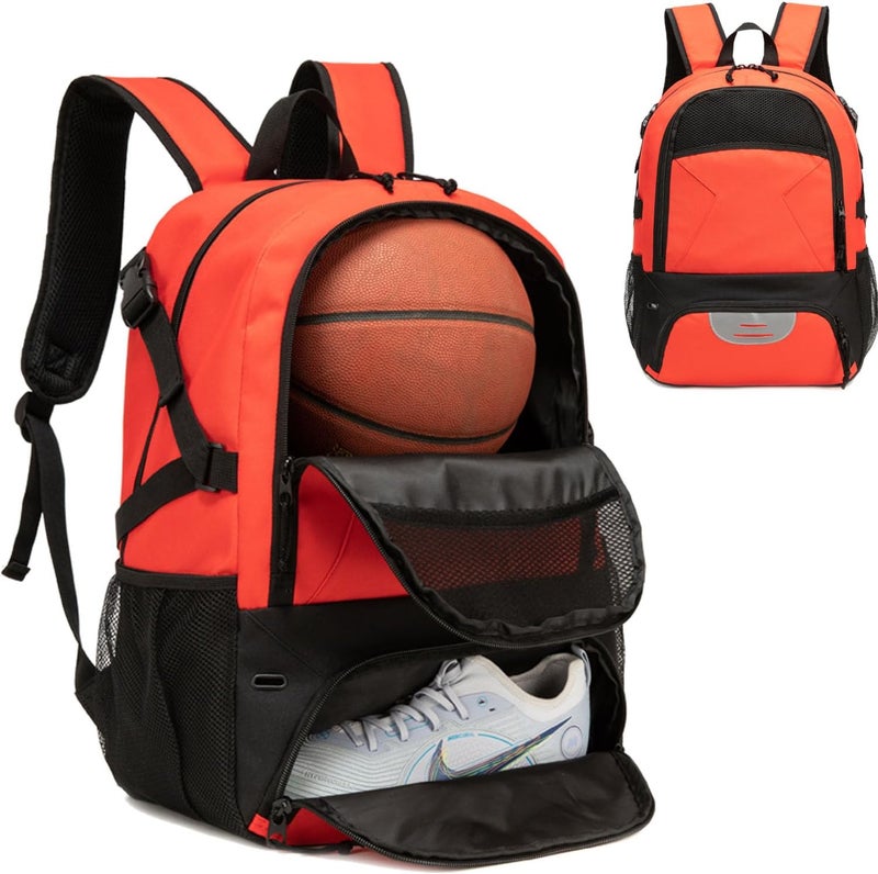 RTRYALN Basketball Backpack - Large Sports Equipment Bag with Ball Holder & Shoe Compartment for Basketball. (red) - Image 1